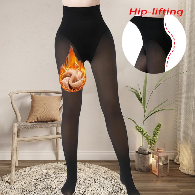 Hip-lifting Triangle Crotch Fleece Lined Tights-Women Warm Fake Translucent Tights High Waist Pantyhose Sheer Thick Warm Leggings For Women,Triangles Fleece Lined Tights