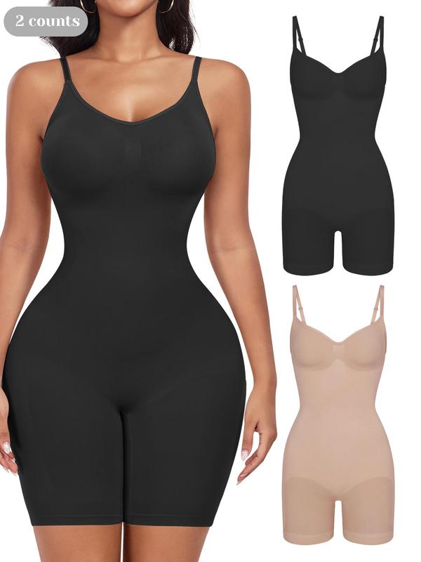 Women's Solid Backless Adjustable Strap Shapewear Romper, High Stretch Seamless Tummy Control Shaper, Ladies Shapewear for All Seasons