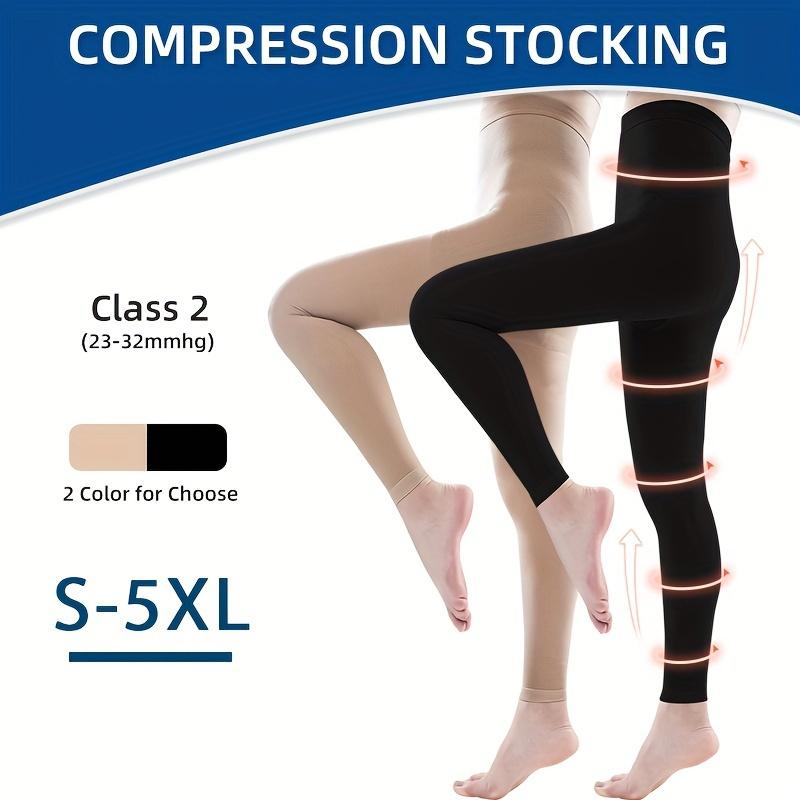 20-30mmHg Compression Support Tights, Opaque Footless Waist High Compression Stockings & Leggings for Women