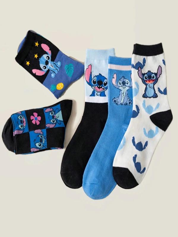 Women's Cartoon Print Crew Socks, Casual Moisture Wicking Socks, Soft Comfy Breathable Socks for All Seasons Daily Wear