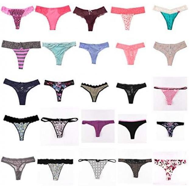 Sexy Thongs for Women,Variety of T-Backs 10 Pack Sexy Underwear G-Strings Lacy Undies Panties Tanga