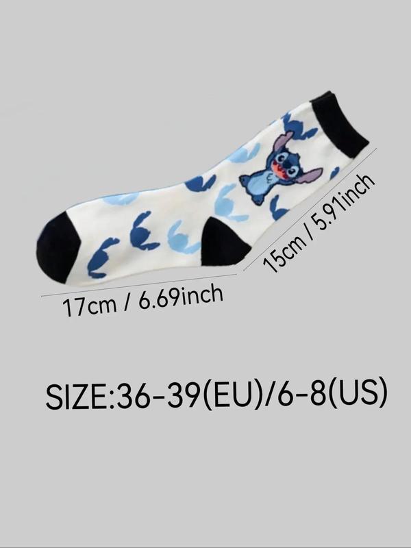 Women's Cartoon Print Crew Socks, Casual Moisture Wicking Socks, Soft Comfy Breathable Socks for All Seasons Daily Wear