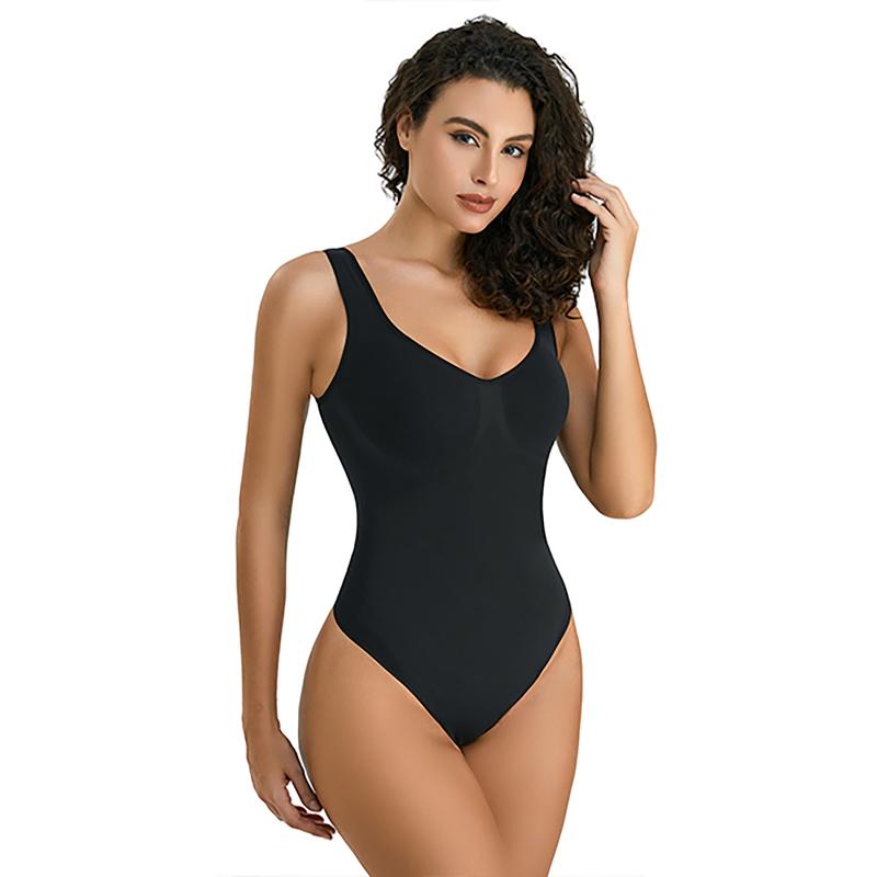 SHAPERX Women's Tummy Control Shapewear Seamless Sculpting Thong Bodysuit Wide Band