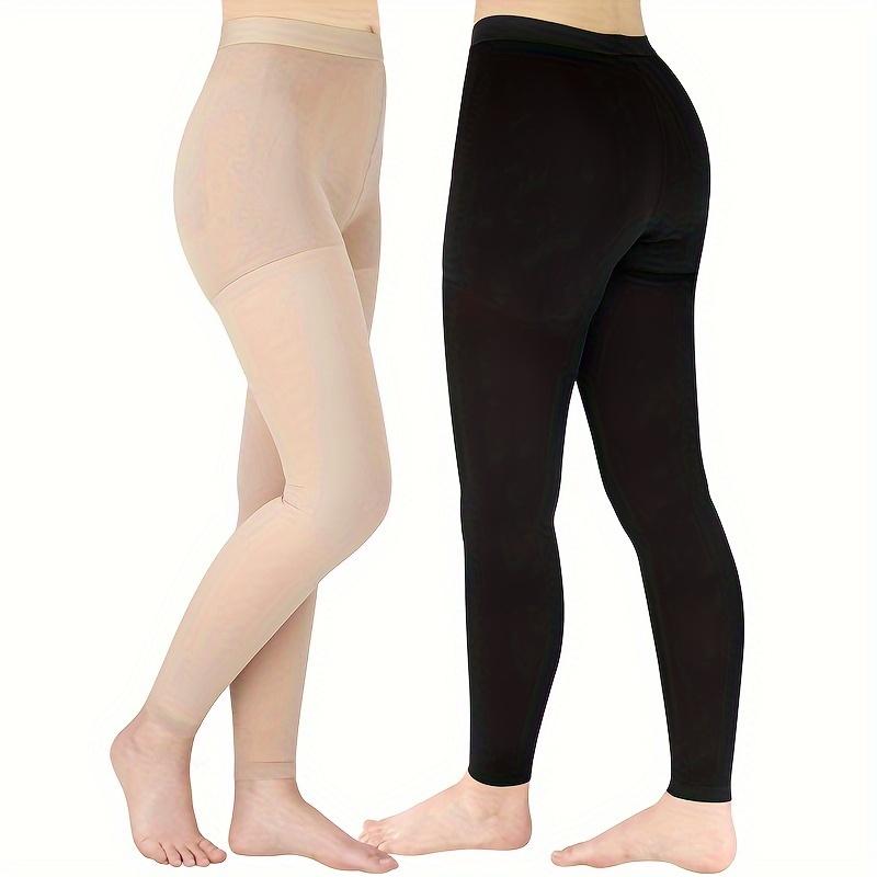 20-30mmHg Compression Support Tights, Opaque Footless Waist High Compression Stockings & Leggings for Women