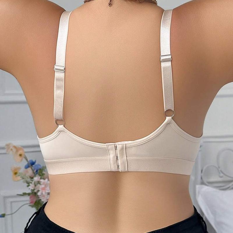 Plus Size Simple Solid Color Wireless & Unpadded Bra