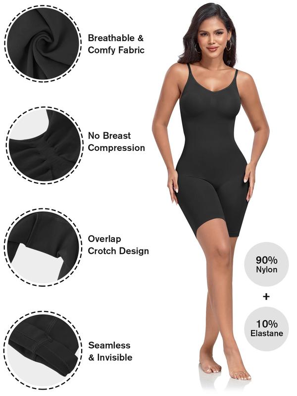 Women's Solid Backless Adjustable Strap Shapewear Romper, High Stretch Seamless Tummy Control Shaper, Ladies Shapewear for All Seasons