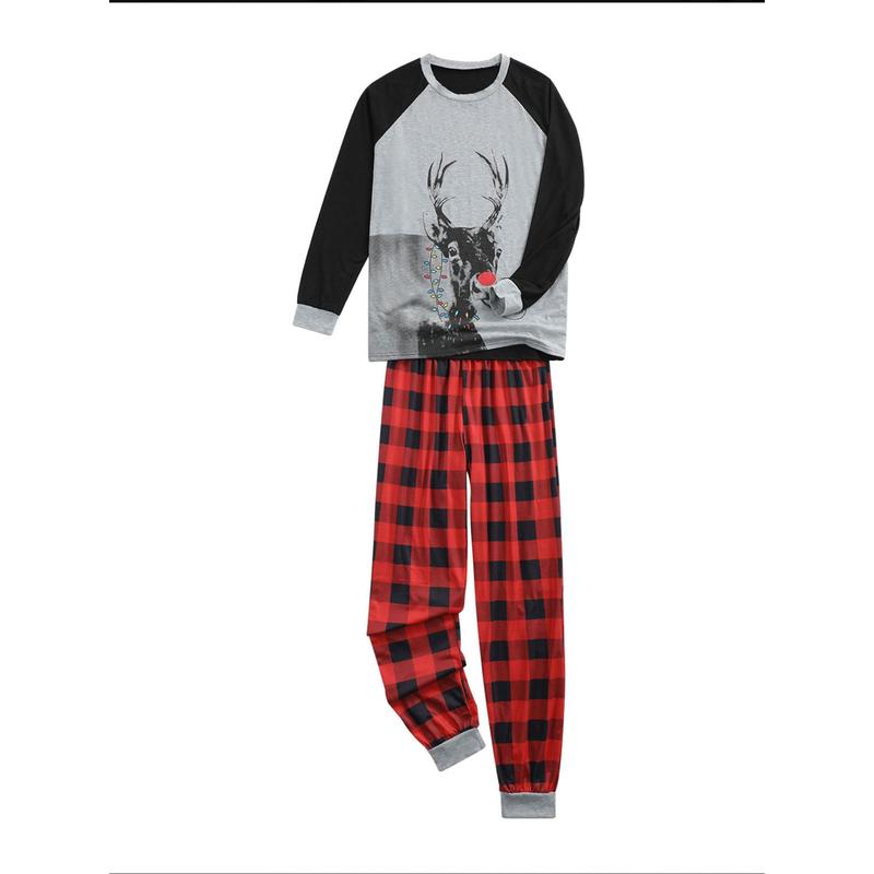 Calsunbaby Christmas Xmas Family Matching Set Pajamas Sleepwear Nightwear Kids Adult Deer Plaid Pyjamas