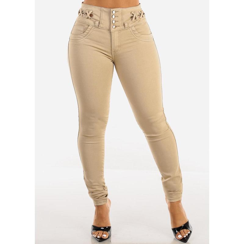 Butt Lift High Waist Khaki Skinny Jeans