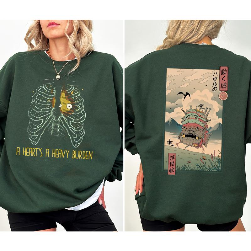 Anime | A Heart's A Heavy Burden 2 Sided Hoodie, Sweatshirt, Tshirt, Howls Moving Castle Shirt, Studio Ghibli, Anime Hoodie, Anime Sweatshirt