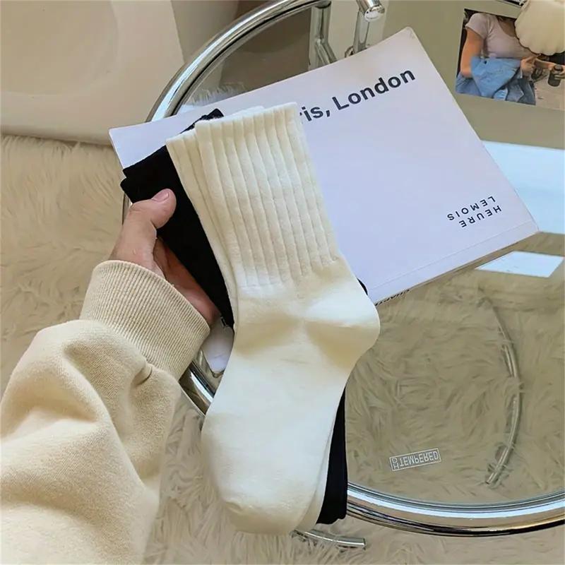 10 Pairs Solid Color Sporty Mid-tube Socks : Comfy, Breathable & Stylist Casual Crew Socks For Daily Wear Womenswear Underwear