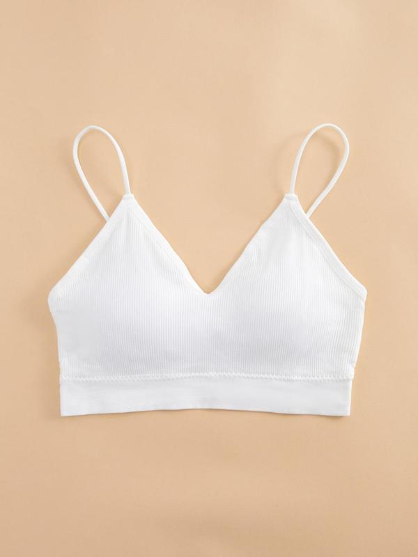 Women's Solid V Neck Bra, Casual Basic Comfortable Breathable Lingerie for Daily Wear, Women's Underwear for All Seasons