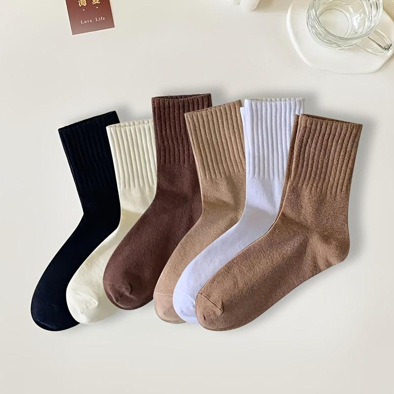 10 Pairs Solid Color Sporty Mid-tube Socks : Comfy, Breathable & Stylist Casual Crew Socks For Daily Wear Womenswear Underwear