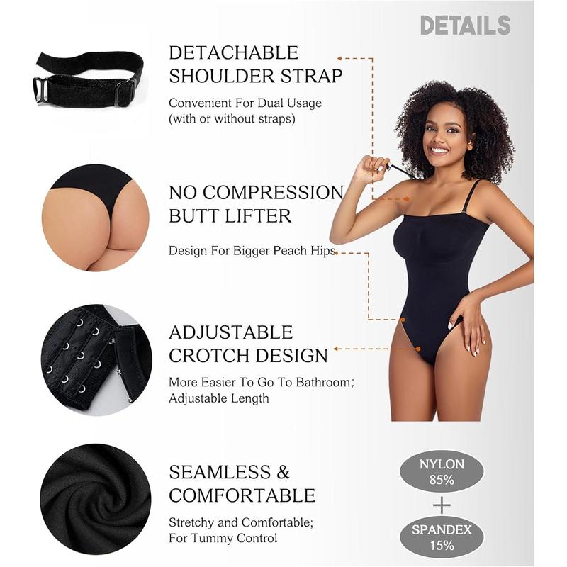 Strapless Shapewear Women's Tummy Control Bodysuit Seamless Body Shaper Thong Tube Top Bodysuits One Piece