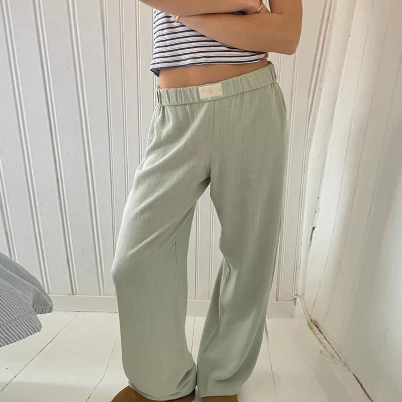 Womens Y2k Cute Lounge Pants Elastic Waist Solid Loose Striped Long pj Pants Pajama Bottoms Trousers