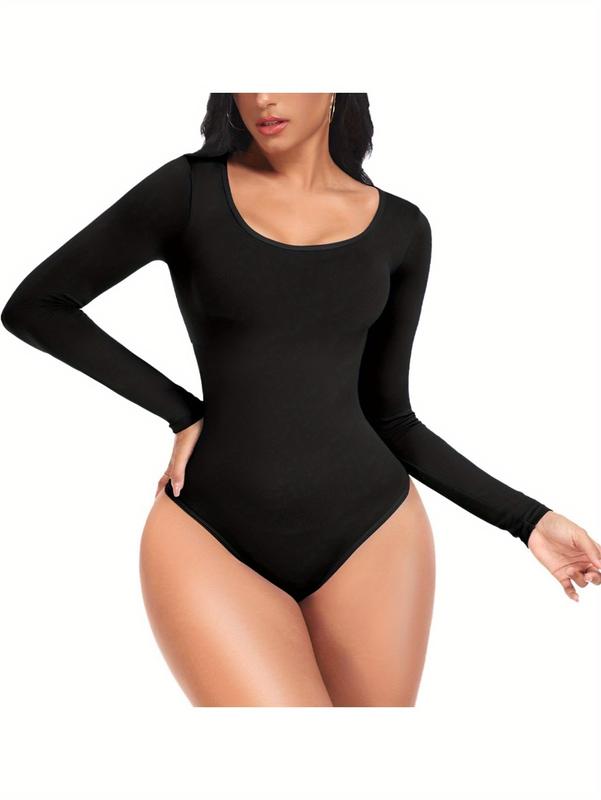 1  count  Bodysuit Shapewear for Women Tummy Control Thong Seamless Long Sleeve Body Shaper Tops Round Collar Slimming Body Suit