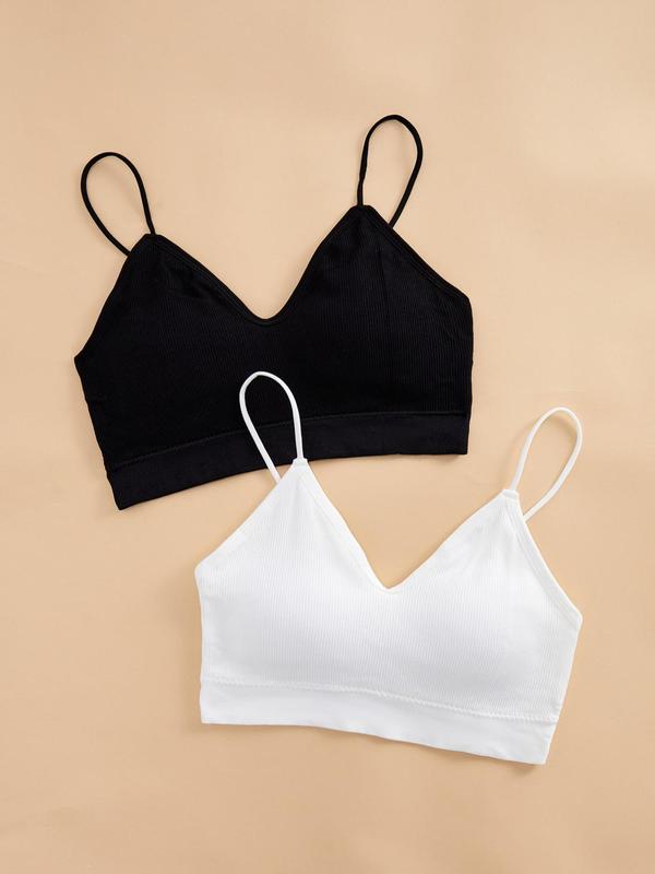 Women's Solid V Neck Bra, Casual Basic Comfortable Breathable Lingerie for Daily Wear, Women's Underwear for All Seasons