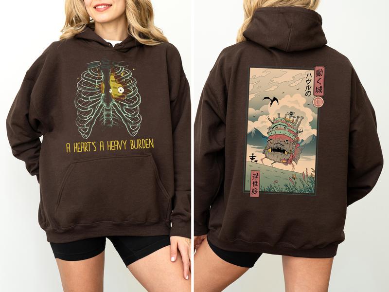 Anime | A Heart's A Heavy Burden 2 Sided Hoodie, Sweatshirt, Tshirt, Howls Moving Castle Shirt, Studio Ghibli, Anime Hoodie, Anime Sweatshirt