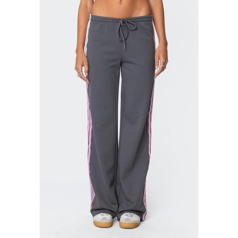 BlackFriday Womens Drawstring Sweatpants Side Striped Elastic Waistband Casual Pull On Long Pants