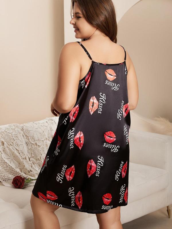 Plus Size Clothing Leopard Print Backless Cami Nightdress, Women's Plus Size Silk Satin Nightgown, Casual Comfy Spaghetti Strap Sleeveless PJ Dress for All Seasons