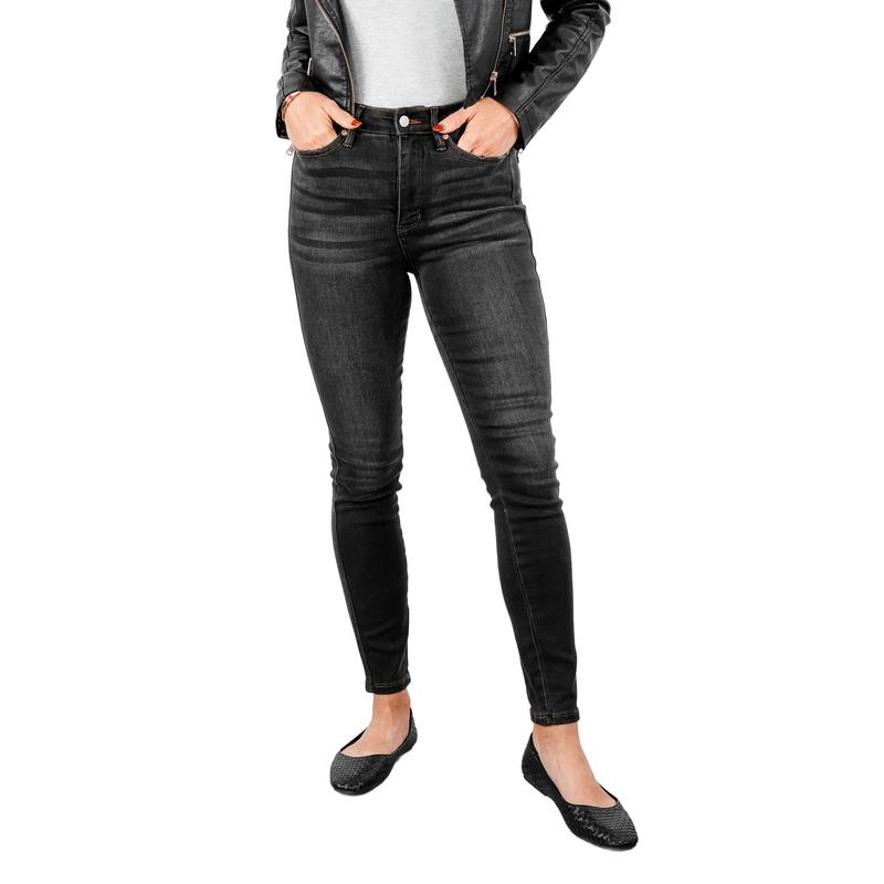 Judy Blue Black Dog High Rise Black Wash with Contrast Thread Tummy Control Skinny Jeans