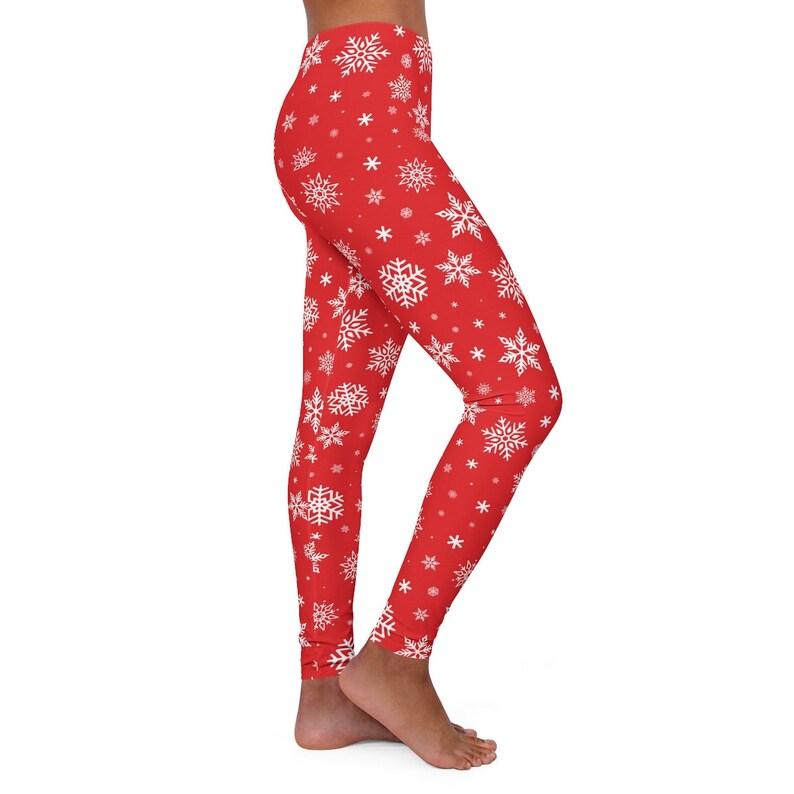 Christmas Women's Spandex Leggings - Christmas Leggings, Holiday Christmas Leggings, Snowflakes Buffalo Plaid Leggings for the Entire Family