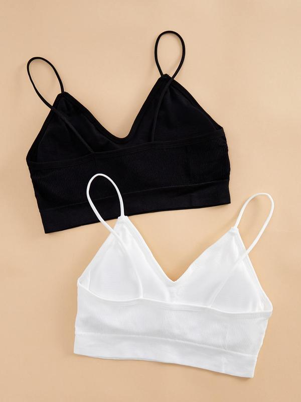 Women's Solid V Neck Bra, Casual Basic Comfortable Breathable Lingerie for Daily Wear, Women's Underwear for All Seasons