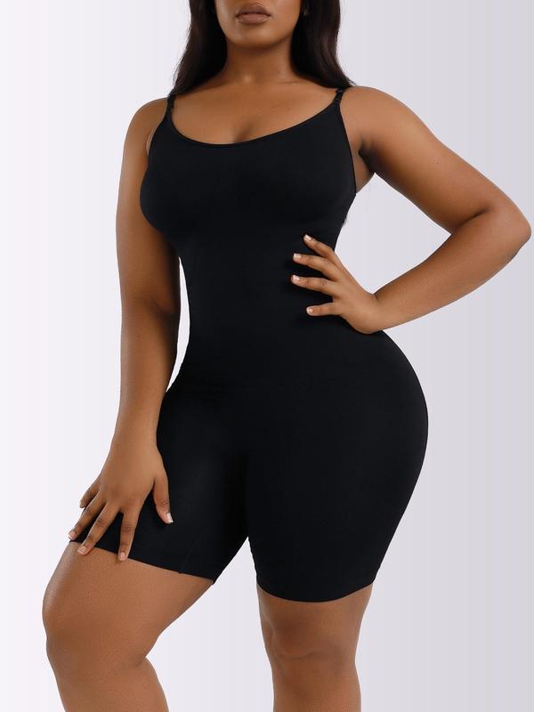 Women's Backless Seamless Cami Bodycon Romper, Summer Clothes Women, Solid Sleeveless Spaghetti Strap Tummy Control Skinny Romper, Short Jumpsuit, Women's Clothing for Summer, Women's Summer Clothes