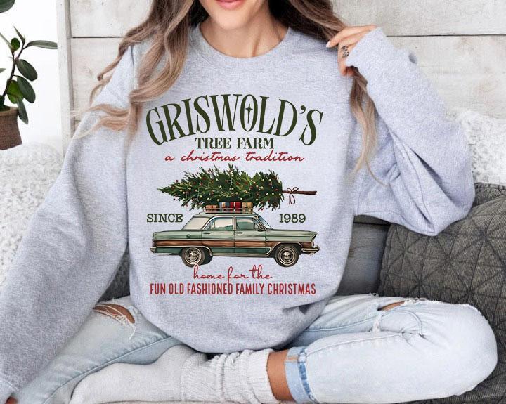 Griswold Christmas Tree Farm Sweatshirt, Christmas Family Shirt, Fun Old Fashioned Family Christmas Sweatshirt, Xmas Tree Farm Since 1989 Shirt, Griswold's Christmas Hoodie Womenswear Sweaters Tops Underwear Lady Comfort Crewneck