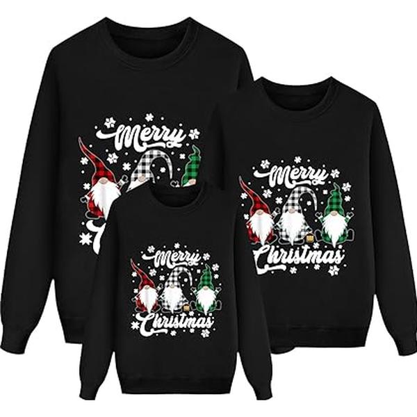 Matching Christmas Sweatshirts for Family Trendy 2024 Couples Xmas Sweater Graphic Warm Matching Sets Reindeer Santa