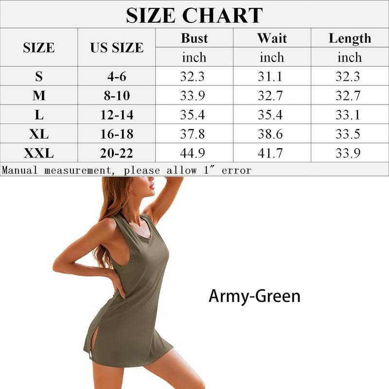 YYA Sexy Tank Nightgowns for Women Sleeveless Sleep Shirts Chemise Night Lingerie Dress S-XXL