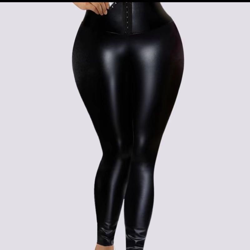 Women's Leather Leggings with Tummy Control and Booty Bump - 3 Lines of Adjustment - Womenswear, Bottom