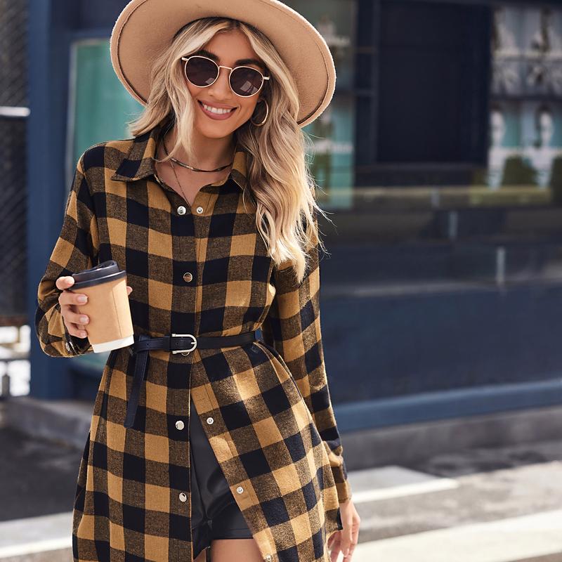 ZEAGOO Black Friday Flannel for Women 2024 Fashion Long Sleeve Plaid Button Down Shirts Shacket Blouse Top with Pockets jacket Casual Collar S-XXL