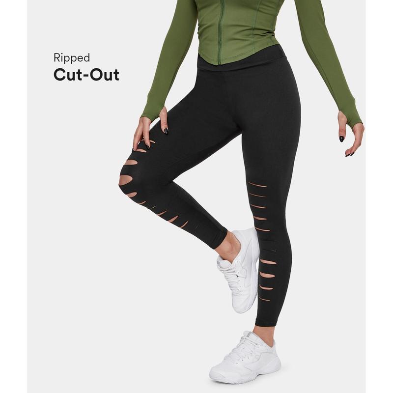 Halara High Waisted Ripped Solid Casual Leggings