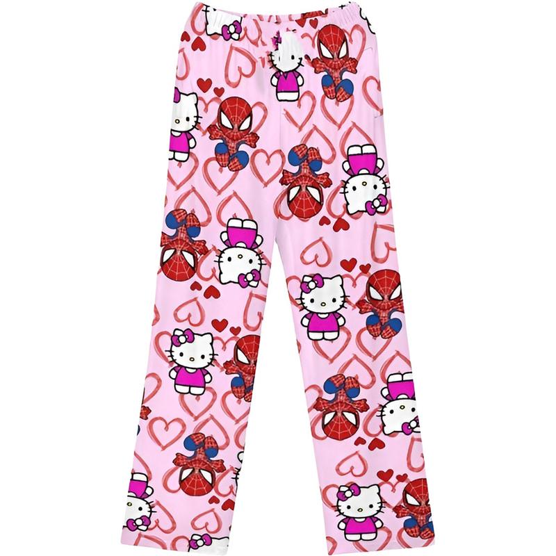 Chrismas Pajamas Anime Pants for Women Men Cartoon Spider Cats Cute All Over Print Sleep Casual Bottoms