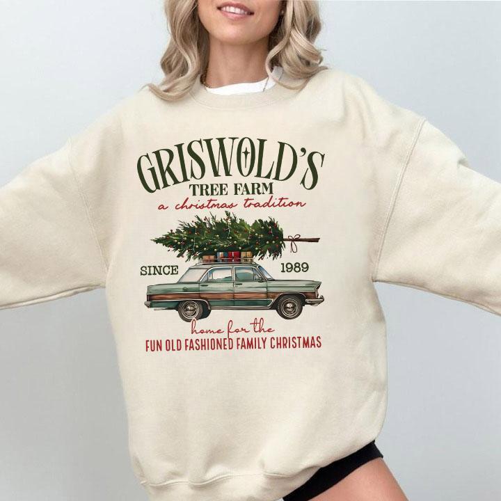 Griswold Christmas Tree Farm Sweatshirt, Christmas Family Shirt, Fun Old Fashioned Family Christmas Sweatshirt, Xmas Tree Farm Since 1989 Shirt, Griswold's Christmas Hoodie Womenswear Sweaters Tops Underwear Lady Comfort Crewneck