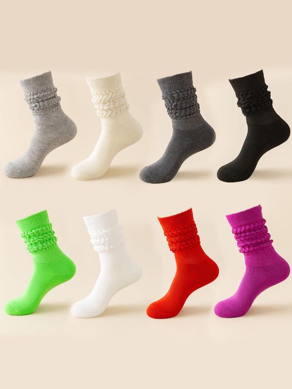 Women's Solid Over The Calf Socks, Casual Comfy Breathable Socks for Daily Wear, Women's Socks for Fall & Winter