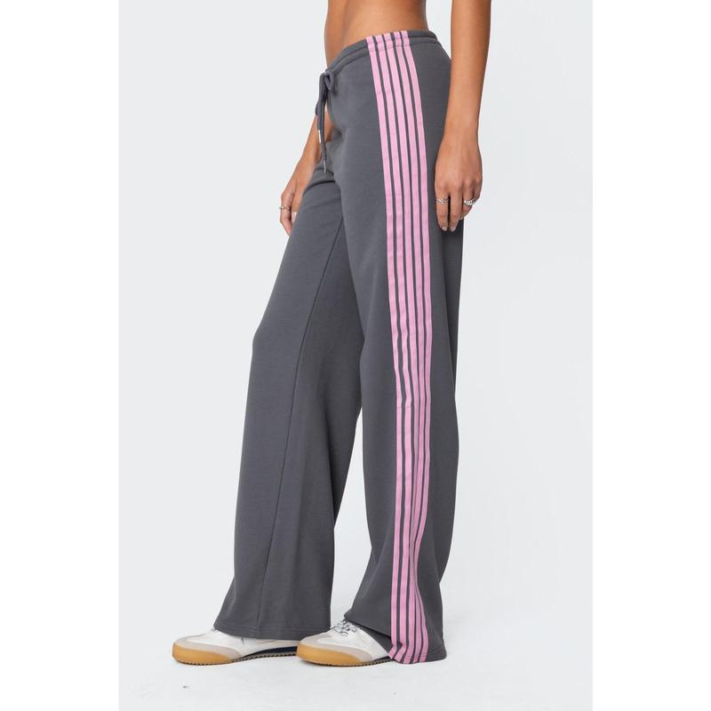 BlackFriday Womens Drawstring Sweatpants Side Striped Elastic Waistband Casual Pull On Long Pants