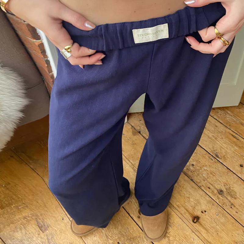 Womens Y2k Cute Lounge Pants Elastic Waist Solid Loose Striped Long pj Pants Pajama Bottoms Trousers