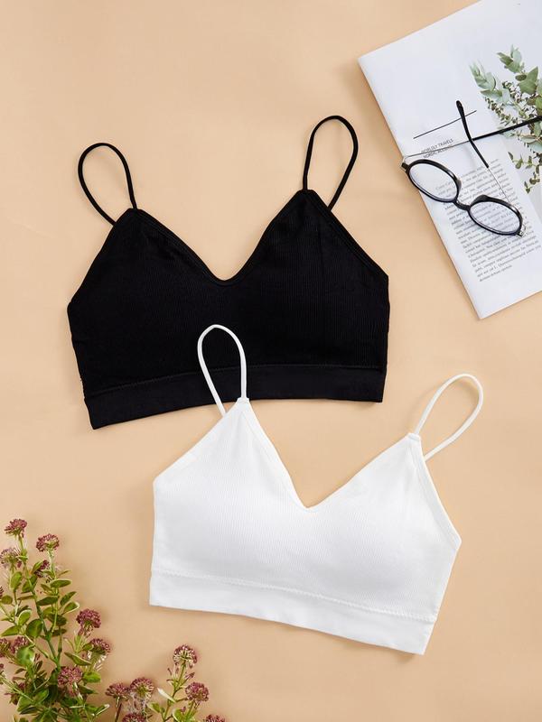 Women's Solid V Neck Bra, Casual Basic Comfortable Breathable Lingerie for Daily Wear, Women's Underwear for All Seasons