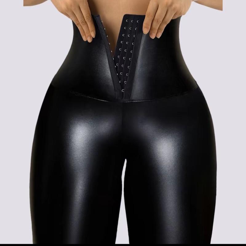 Women's Leather Leggings with Tummy Control and Booty Bump - 3 Lines of Adjustment - Womenswear, Bottom