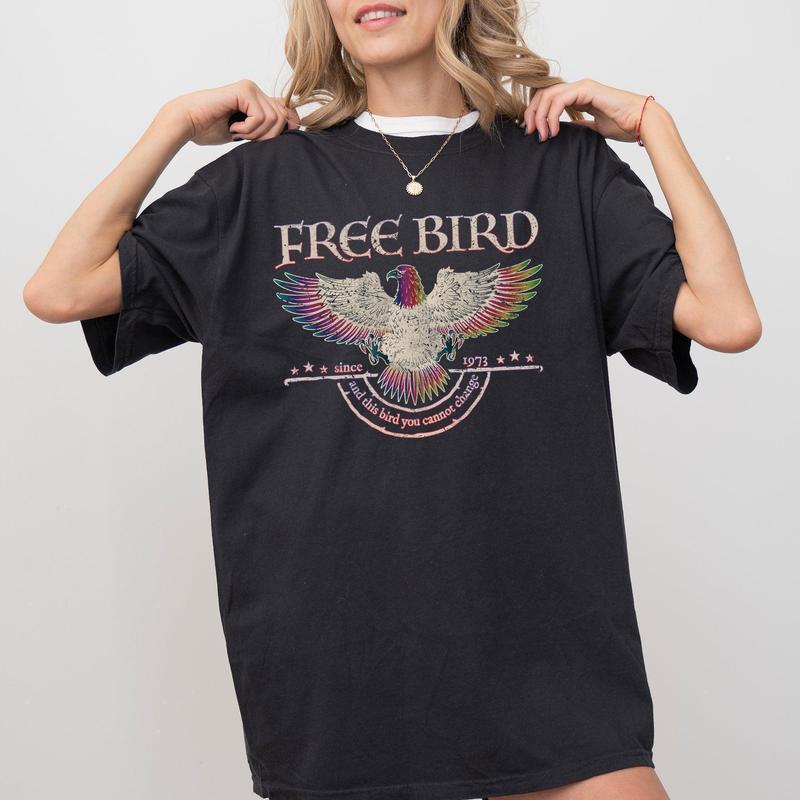 Free Bird Shirt, Comfort Colors Band TShirt, Old School Band T-shirt, Retro Music Shirt, Rock Band Tee, Women's Crew Neck, Crewneck