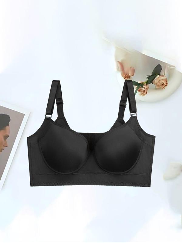  Solid Color Seamless Bra, Casual Comfortable Breathable Push Up Bra for Daily Wear, Women's Lingerie for All Seasons