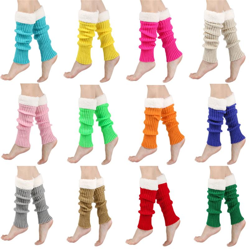 Women Knit Leg Warmer, Patchwork Calf Cover Boot Socks Streetwear for Daily Party