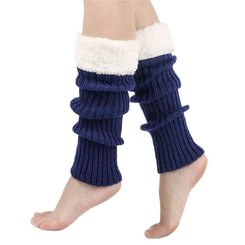 Women Knit Leg Warmer, Patchwork Calf Cover Boot Socks Streetwear for Daily Party