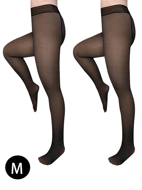 Women's Solid Sheer Thermal Tights, Casual Comfy Warm High Waist Tights for Fall & Winter, Women's Stockings for Daily Wear