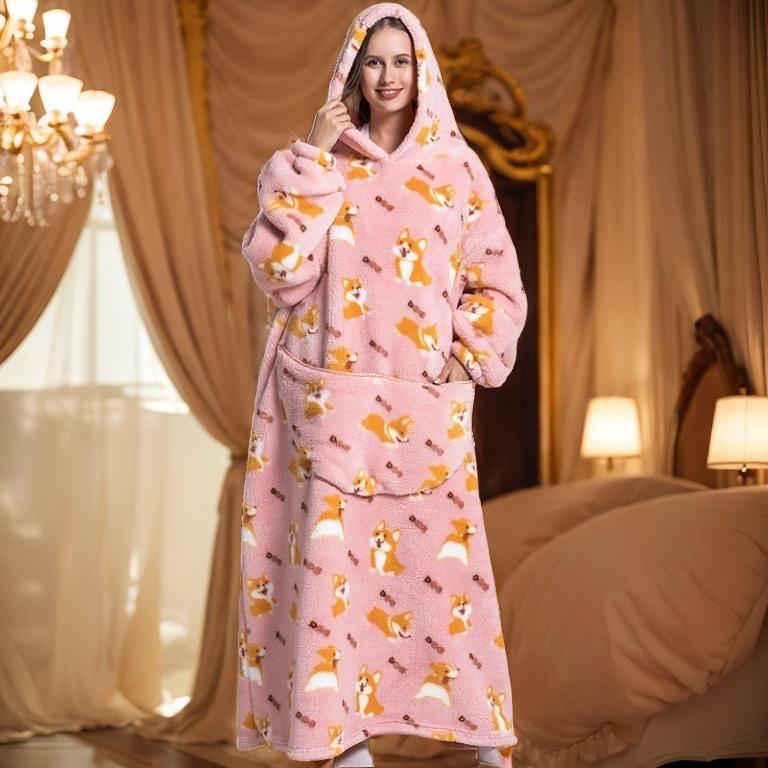 Warm upgrade! Hooded pajamas become the new family winter warm favorite, super hooded blanket, hooded sweatshirt pullover blanket, the perfect blend of comfort and style for cozy family gatherings in both holiday seasons