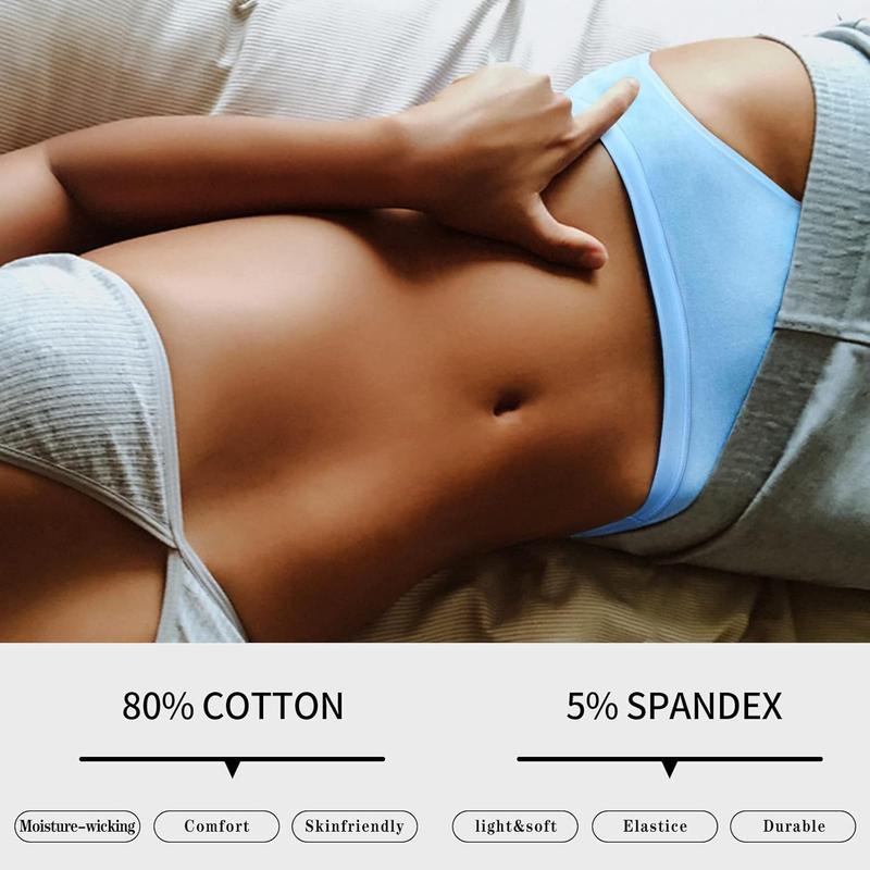 Women's Cotton Bikini Panties, High-Cut Full Coverage Stretch Cool Underwear for Women Womenswear Lady Comfort Lingerie