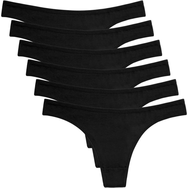 Women's Breathable Cotton Thong Panties Pack of 6