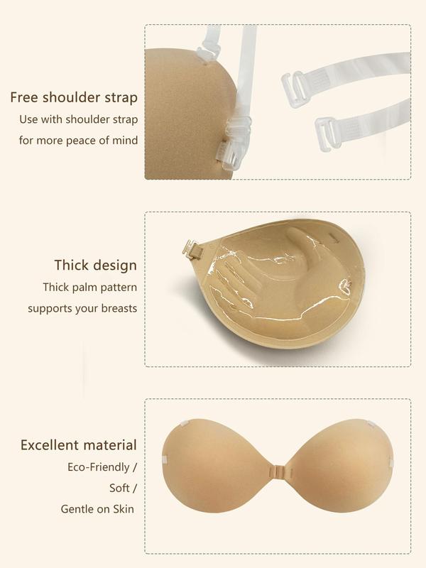 Women's Solid Buckle Front Thick Nipple Cover, Casual Invisible Self Adhesive Bra for Daily Wear, Lingerie Accessories for Women