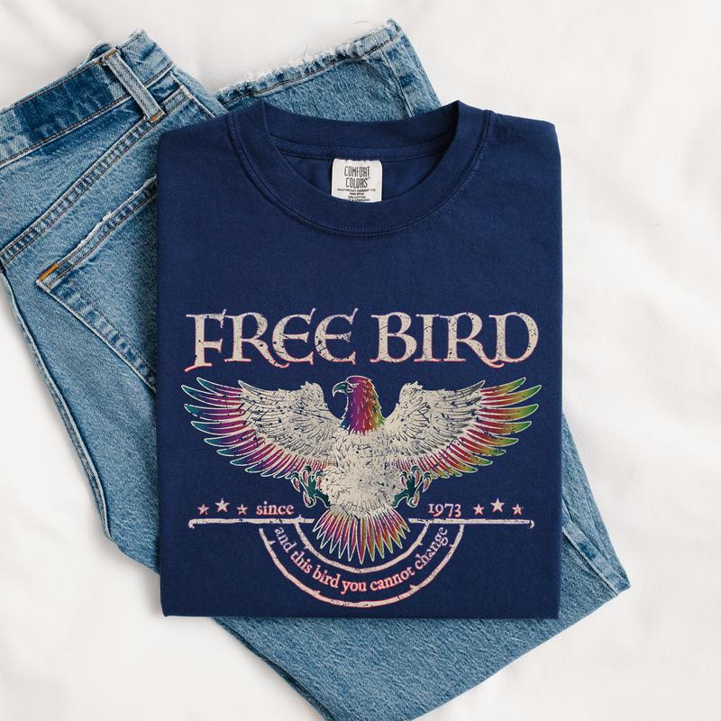 Free Bird Shirt, Comfort Colors Band TShirt, Old School Band T-shirt, Retro Music Shirt, Rock Band Tee, Women's Crew Neck, Crewneck